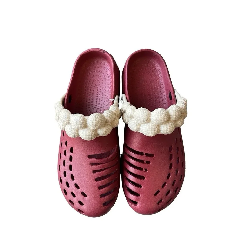 FOCO Men’s Red Foam Bubble Strap Clogs Slip On Garden Beach Water Shoes 13-14